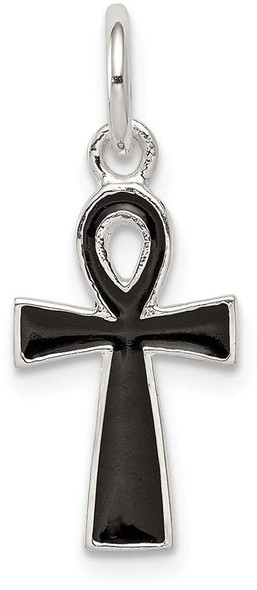 925 Sterling Silver Black Enamel Cross Pendant