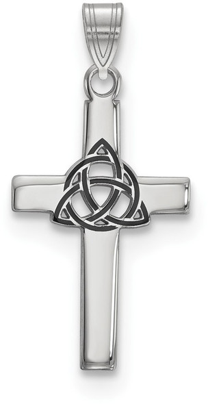 925 Sterling Silver Black Enameled Trilogy Cross Pendant