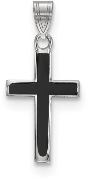 925 Sterling Silver Black Enameled Cross Pendant