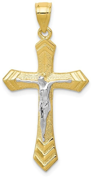 10k Yellow Gold with Rhodium-Plating Passion Crucifix Pendant 10C1086