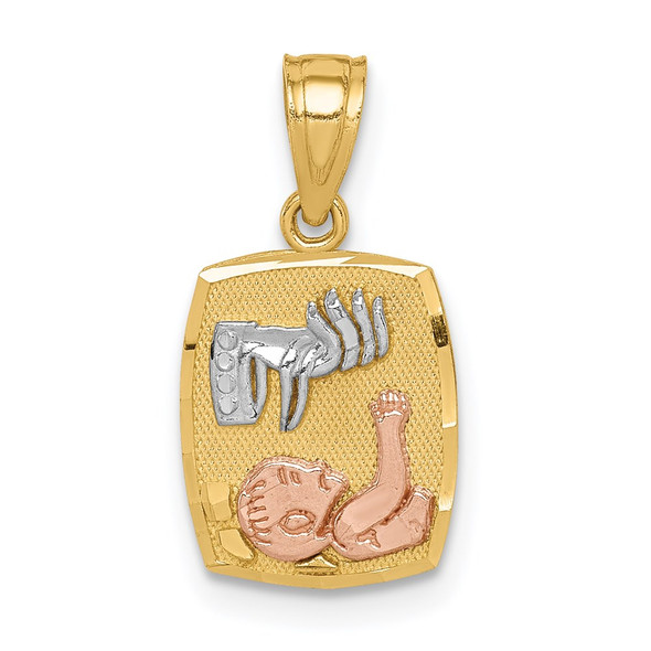 14k Two-Tone Gold W/White Rhodium Baptism Pendant