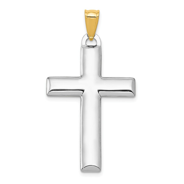 14k Gold with Rhodium-Plating Reversible Cross Pendant