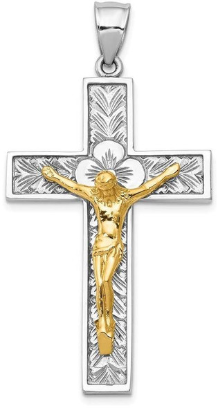 14k Yellow and White Gold Crucifix Pendant D347