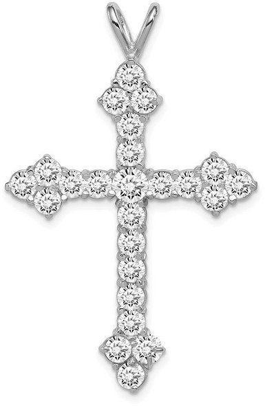 925 Sterling Silver Rhodium-Plated Cubic Zirconia Cross Pendant QC3317