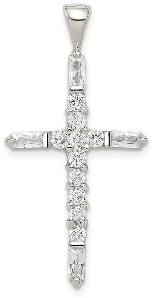 925 Sterling Silver Cubic Zirconia Cross Pendant QC4270