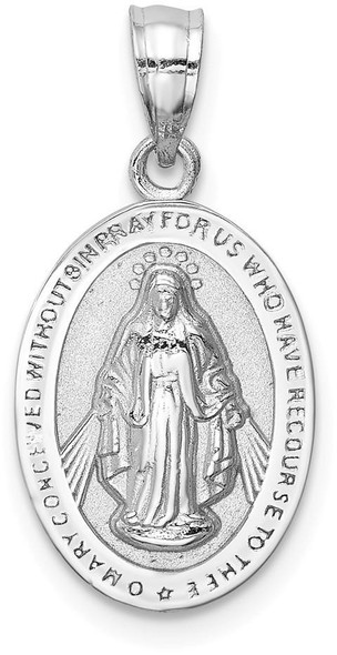 14k White Polished Virgin Mary Pendant