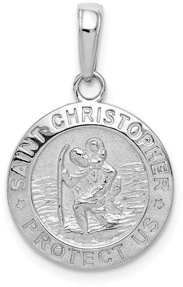 14k White Gold Saint Christopher Medal Pendant