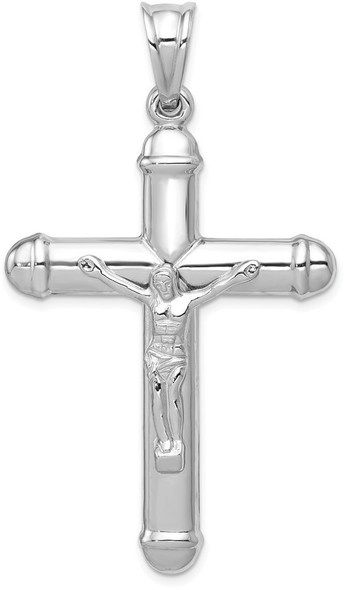 14k White Gold Reversible Crucifix / Cross Pendant D3240