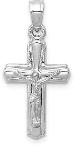14k White Gold Reversible Crucifix / Cross Pendant D3258