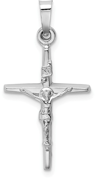 14k White Gold Inri Crucifix Pendant XR508