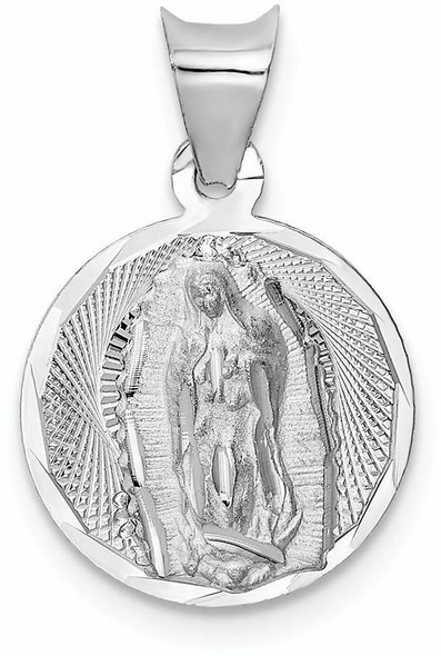 14k White Gold Our Lady Of Guadalupe Circle Pendant K6336