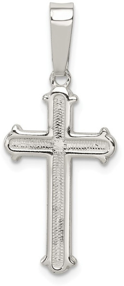 925 Sterling Silver Polished and Textured Center Finish Cross Pendant