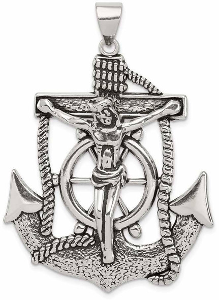 925 Sterling Silver Antiqued Mariner Cross Pendant