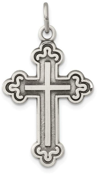 925 Sterling Silver Antiqued Budded Cross Pendant