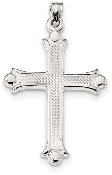 925 Sterling Silver Textured Budded Cross Pendant