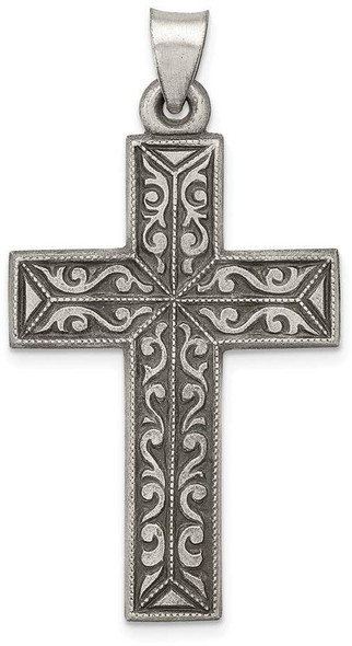 925 Sterling Silver Antiqued, Polished and Brushed Latin Cross Pendant QC8265