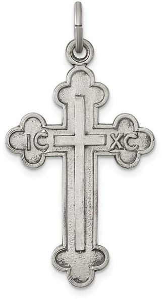 925 Sterling Silver Antiqued, Textured and Brushed Latin Cross Pendant QC8130