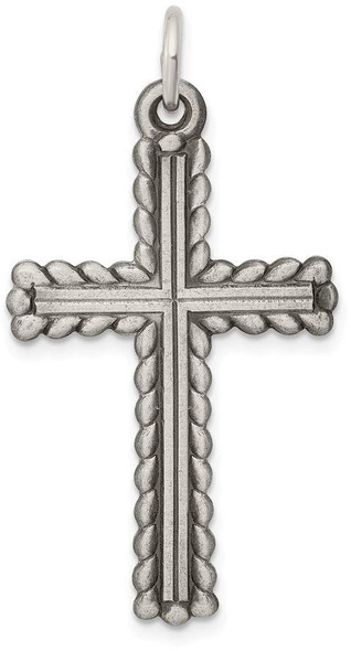 925 Sterling Silver Antiqued, Textured and Brushed Latin Cross Pendant QC8263