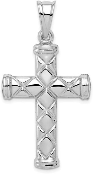 Rhodium-Plated 925 Sterling Silver Hollow Latin Cross Pendant QC5416