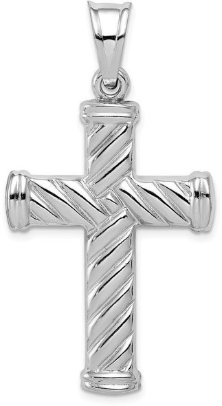 Rhodium-Plated 925 Sterling Silver Hollow Latin Cross Pendant QC5418