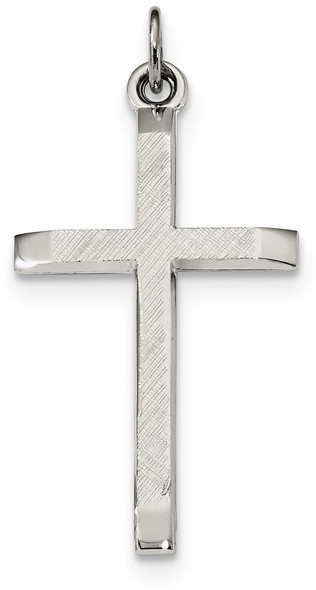 925 Sterling Silver Polished and Textured Cross Pendant QC9052