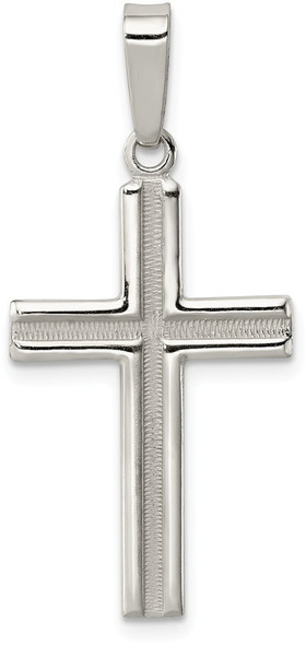 925 Sterling Silver Polished and Matte Finish Cross Pendant
