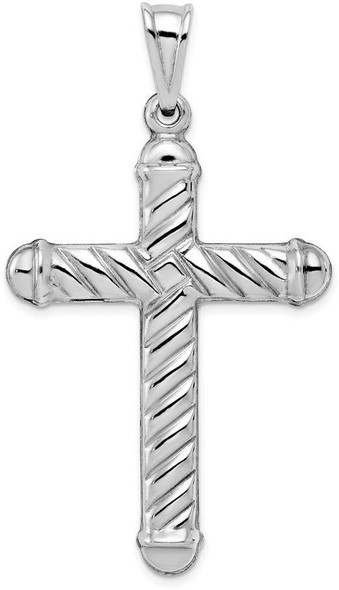 Rhodium-Plated 925 Sterling Silver Hollow Cross Pendant