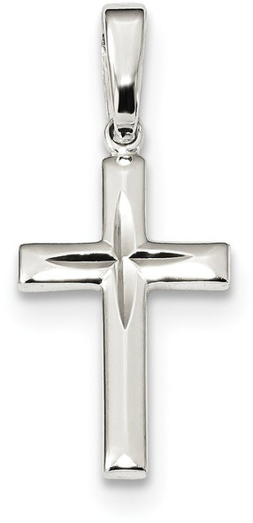 925 Sterling Silver Polished Diamond-Cut Cross Pendant