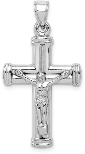 Rhodium-Plated 925 Sterling Silver Hollow Latin Crucifix Pendant QC5404