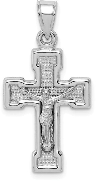 Rhodium-Plated 925 Sterling Silver Hollow Latin Crucifix Pendant QC5405