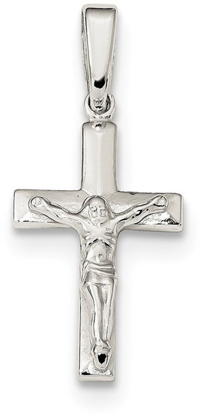 925 Sterling Silver Polished and Textured Crucifix Pendant QC9096