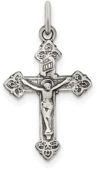 925 Sterling Silver Antiqued Inri Crucifix Pendant QC3408