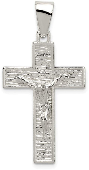 925 Sterling Silver Polished Box Cross Crucifix Pendant