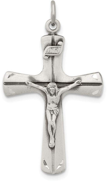925 Sterling Silver Satin Antiqued Crucifix Pendant