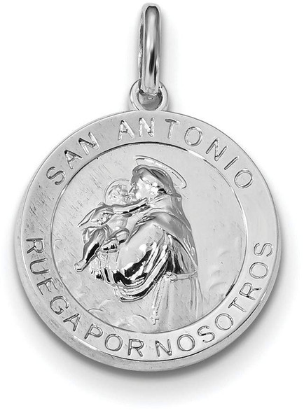 Rhodium-Plated 925 Sterling Silver Spanish St. Anthony Medal Pendant