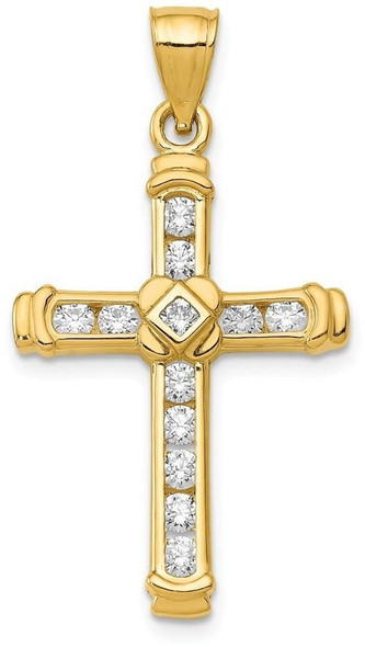 14k Yellow Gold Cubic Zirconia Cross Pendant