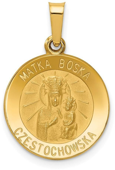14k Yellow Gold Matka Boska Czestochowska Reversible Medal Pendant