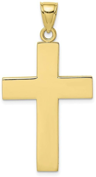 10k Yellow Gold Polished Large Block Cross with Open Back Pendant