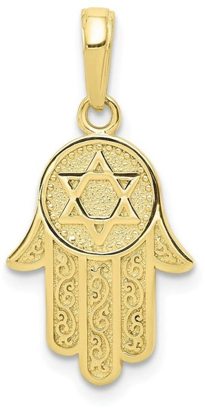 10k Yellow Gold Jewish Hand of God with Star of David Pendant Style 3993