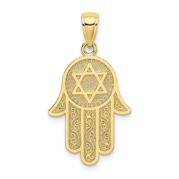 10k Yellow Gold Jewish Hand Of God With Star Of David Pendant