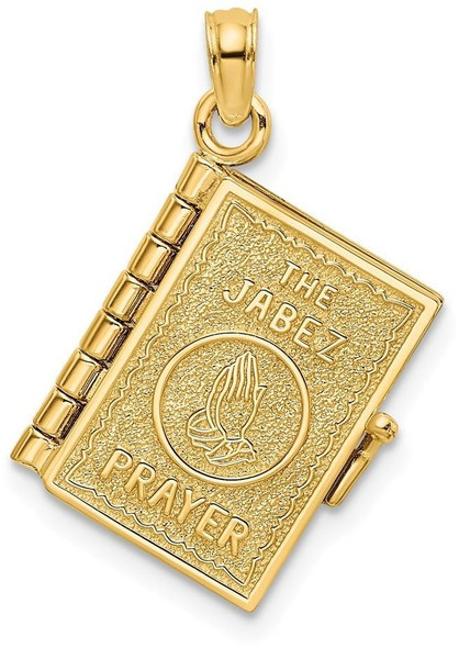 14k Yellow Gold 3-D with Moveable Pages Prayer Of Jabez Book Pendant