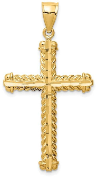 14k Yellow Gold Diamond-Cut Cross Pendant XR1703