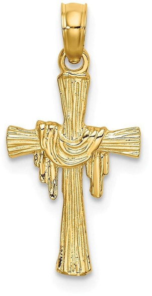 14k Yellow Gold Cross with Drape Pendant Style 8344