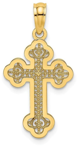 14k Yellow Gold Arrow Tip Lace Center Cross Pendant