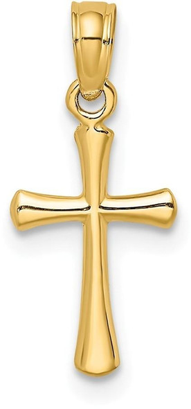 14k Yellow Gold Polished Beveled Cross with Round Tips Pendant K8539