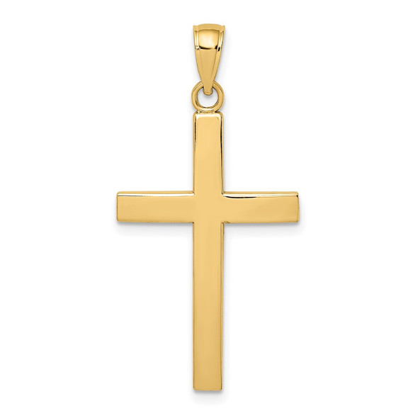 14k Yellow Gold Polished Beveled Cross Pendant