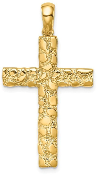 14k Yellow Gold Nugget Cross Pendant XR1834