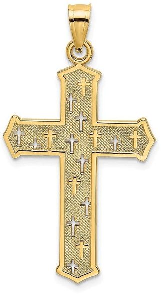 14k Yellow Gold Arrow Tip Cross with Cross Accents Pendant