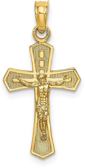 14k Yellow Gold Crucifix with Beveled Edges Pendant