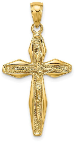 14k Yellow Gold 2-D Polished Crucifix Pendant